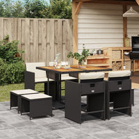 9-Delige Tuinset Met Kussens Poly Rattan