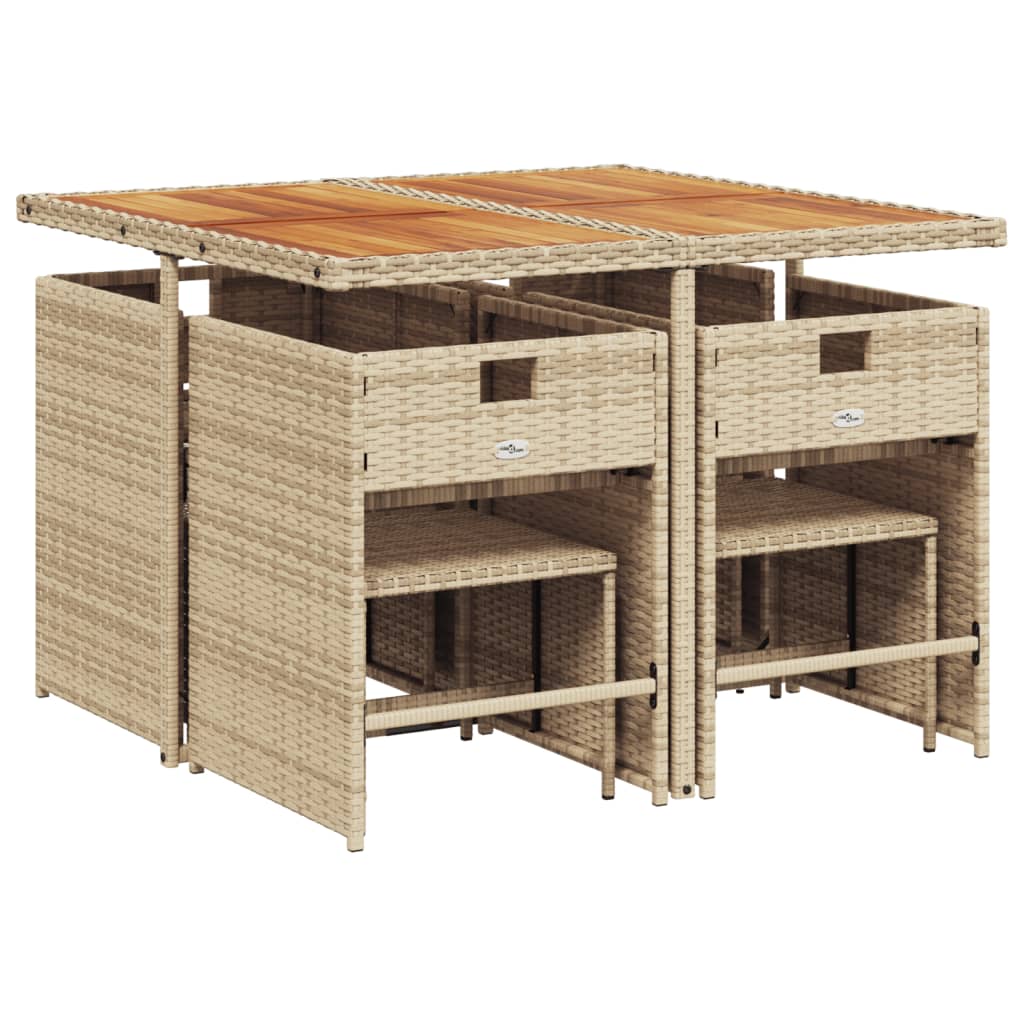 9-Delige Tuinset Met Kussens Poly Rattan