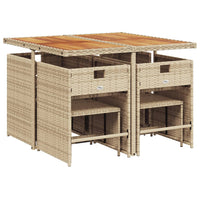 9-Delige Tuinset Met Kussens Poly Rattan