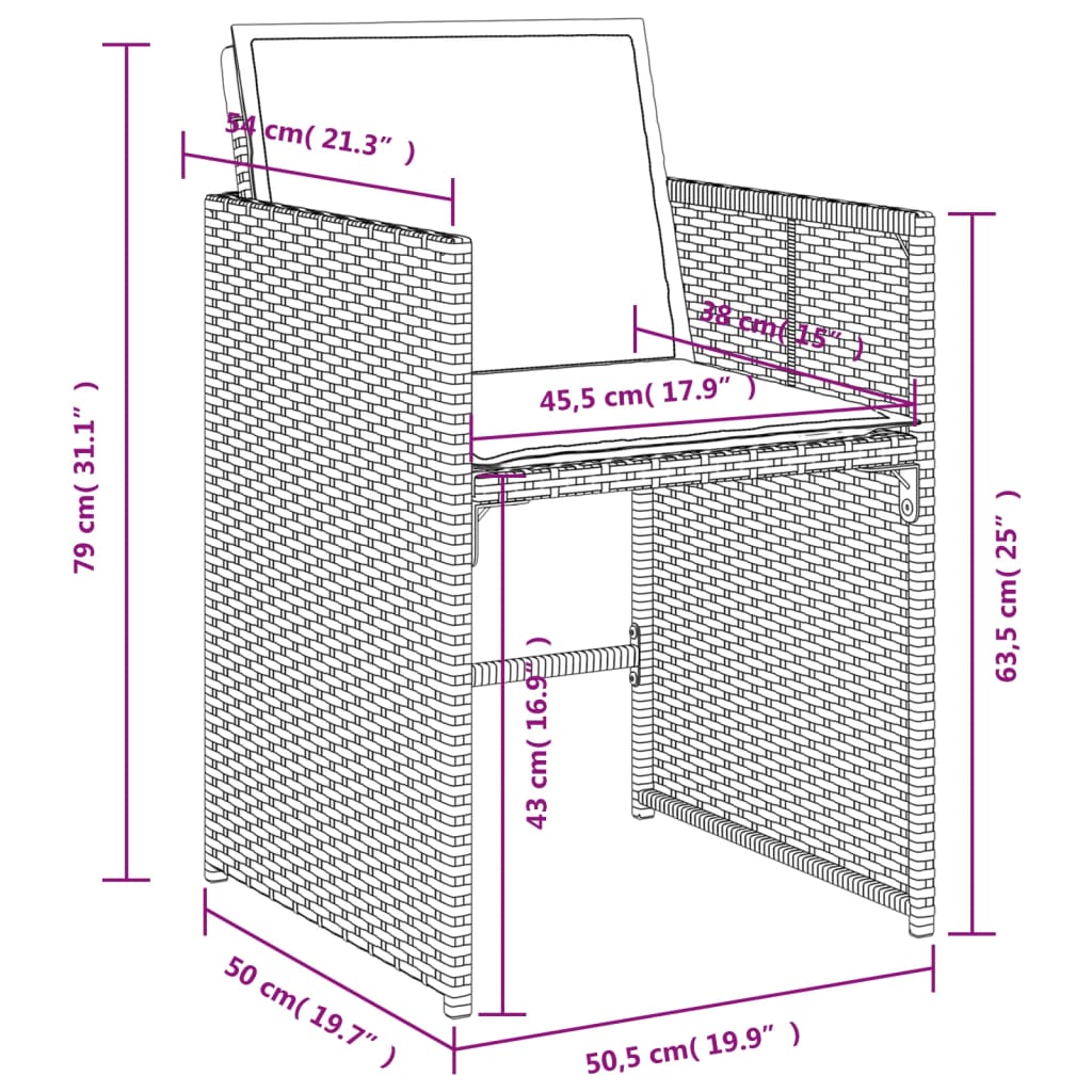 9-Delige Tuinset Met Kussens Poly Rattan