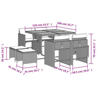 9-Delige Tuinset Met Kussens Poly Rattan