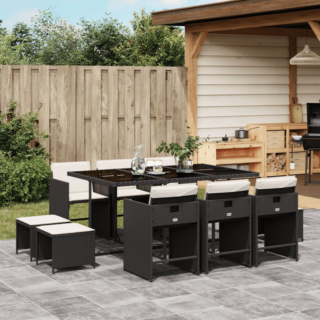 9-Delige Tuinset Met Kussens Poly Rattan