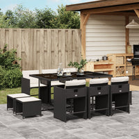9-Delige Tuinset Met Kussens Poly Rattan