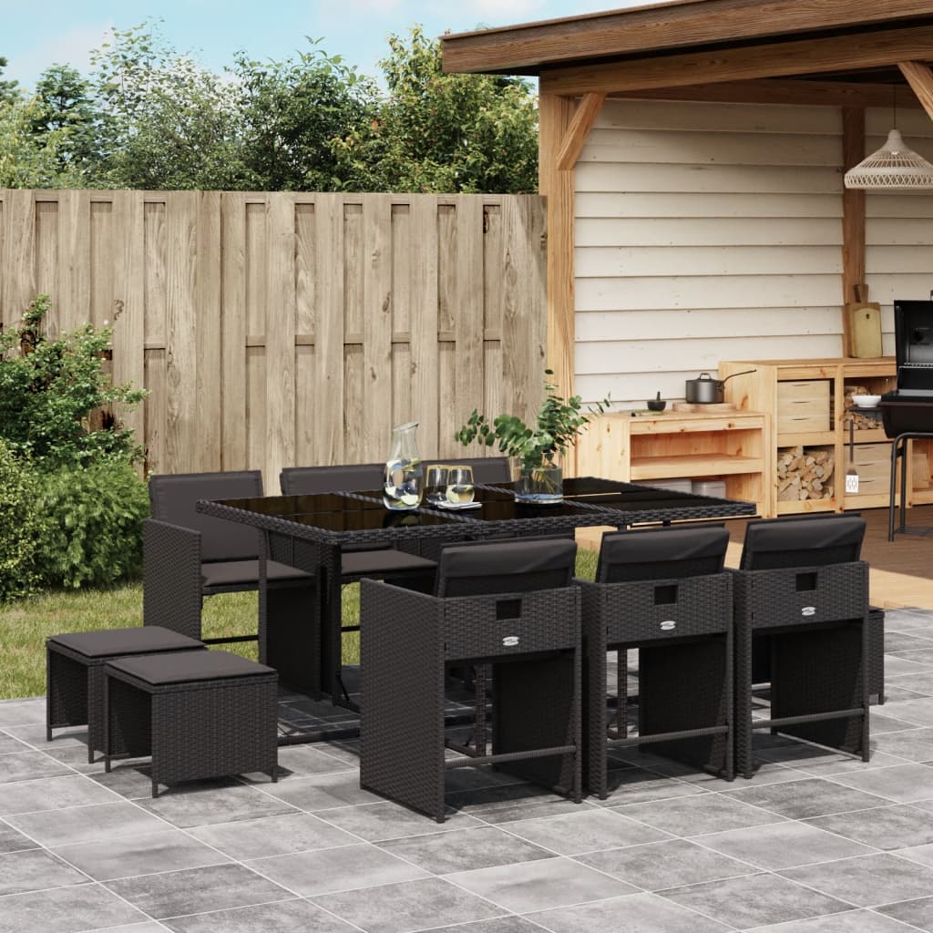9-Delige Tuinset Met Kussens Poly Rattan