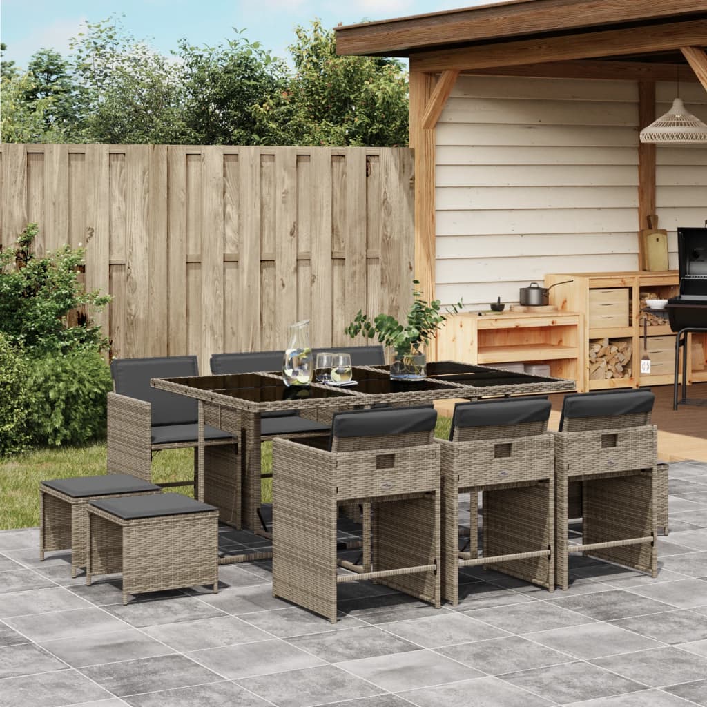 9-Delige Tuinset Met Kussens Poly Rattan
