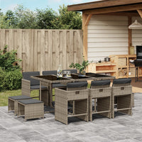 9-Delige Tuinset Met Kussens Poly Rattan