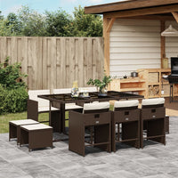 9-Delige Tuinset Met Kussens Poly Rattan
