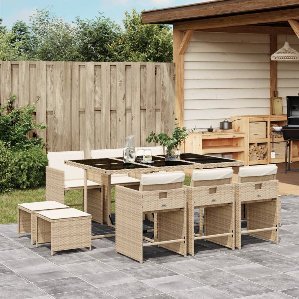 9-Delige Tuinset Met Kussens Poly Rattan
