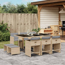 9-Delige Tuinset Met Kussens Poly Rattan