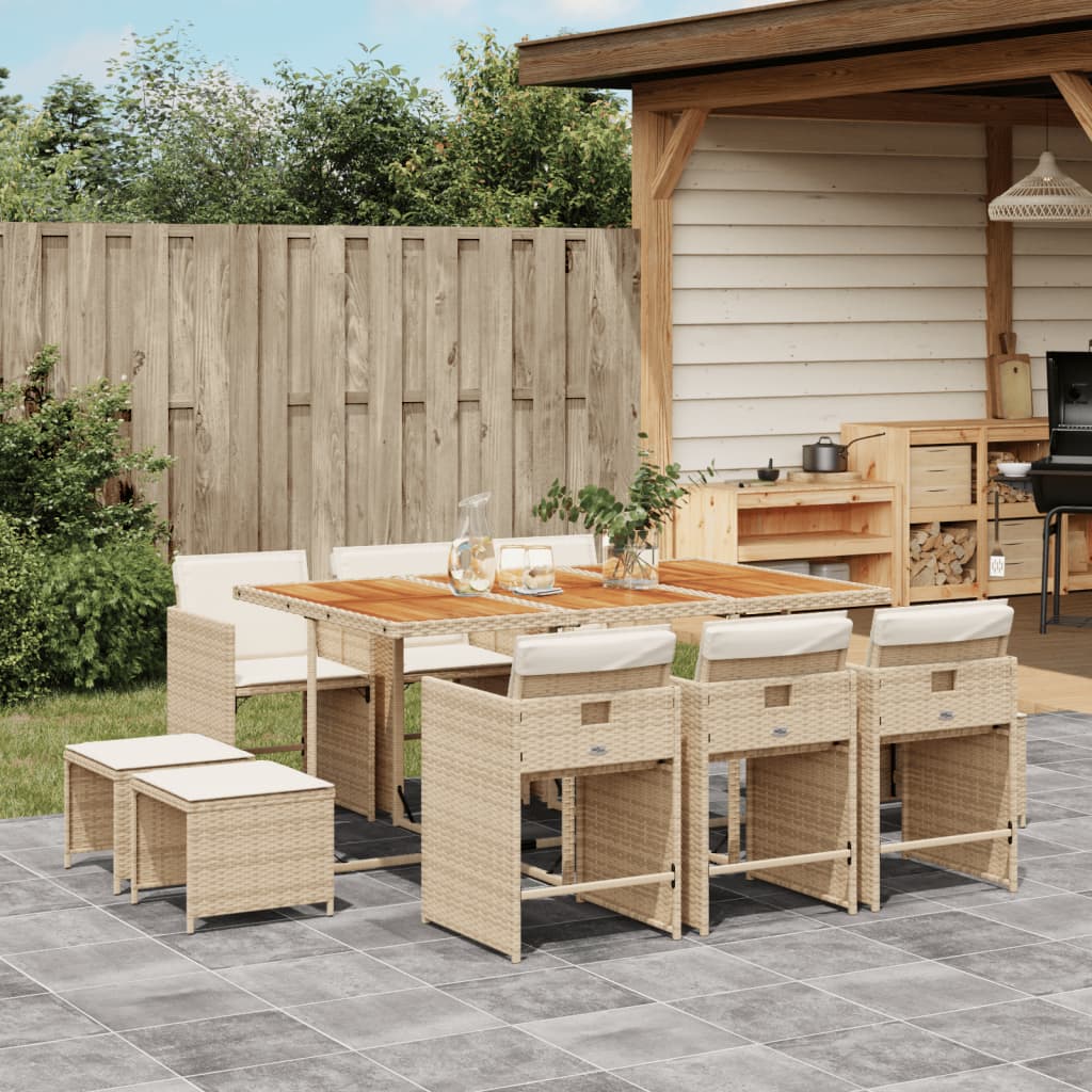 9-Delige Tuinset Met Kussens Poly Rattan