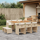 9-Delige Tuinset Met Kussens Poly Rattan