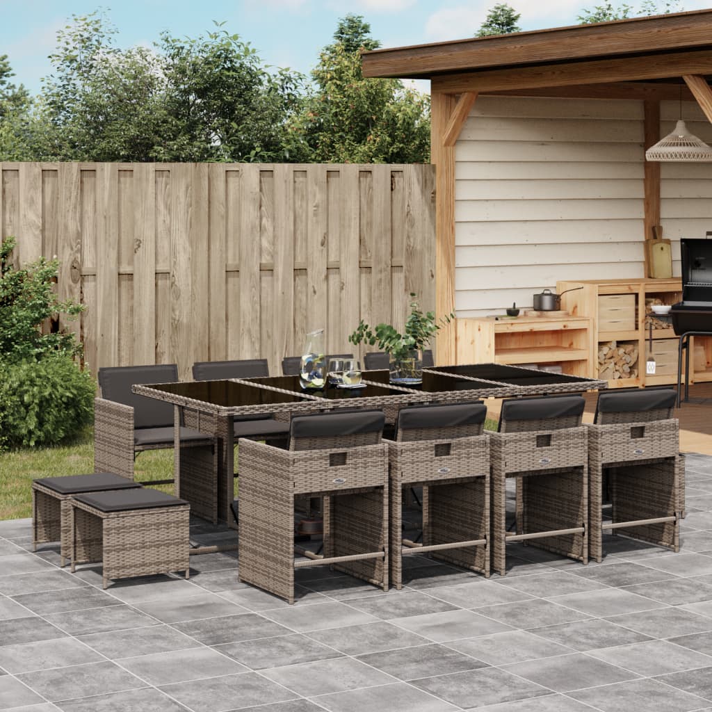 9-Delige Tuinset Met Kussens Poly Rattan