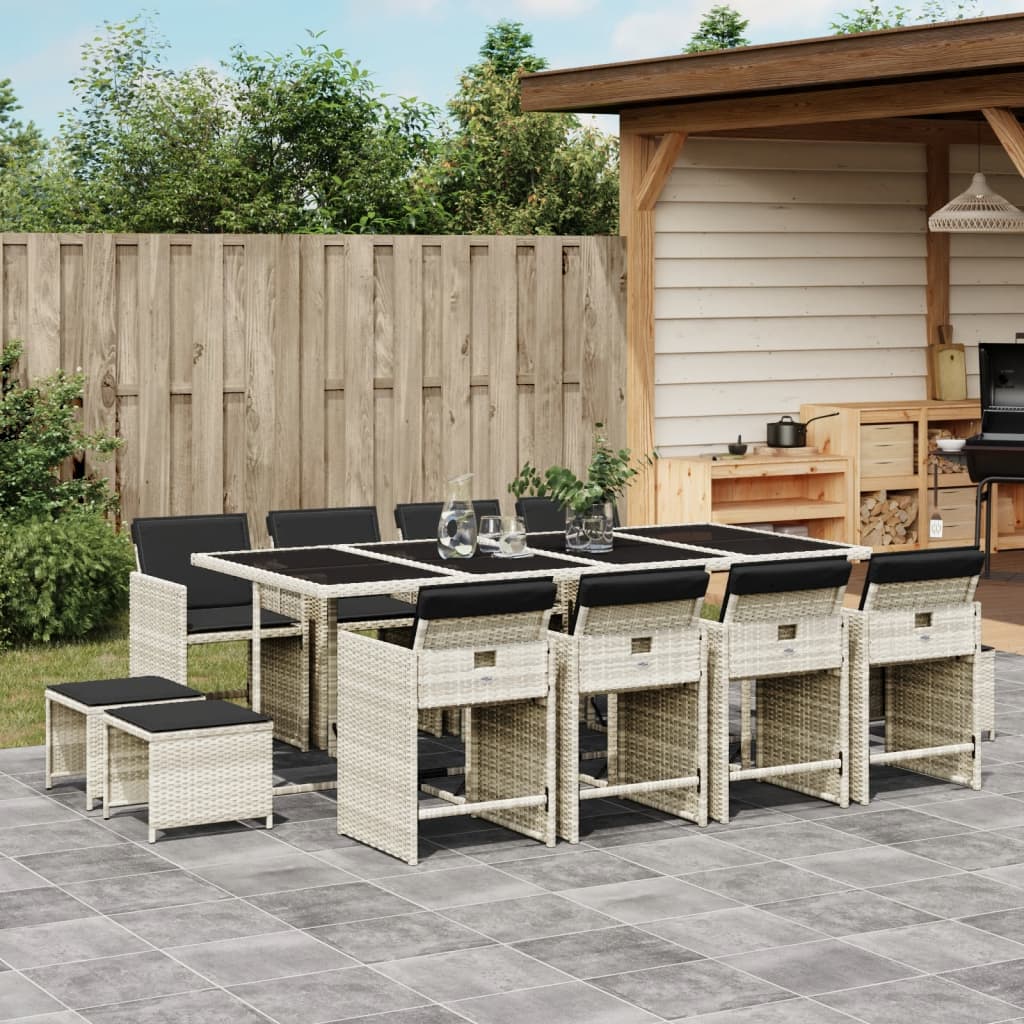 9-Delige Tuinset Met Kussens Poly Rattan