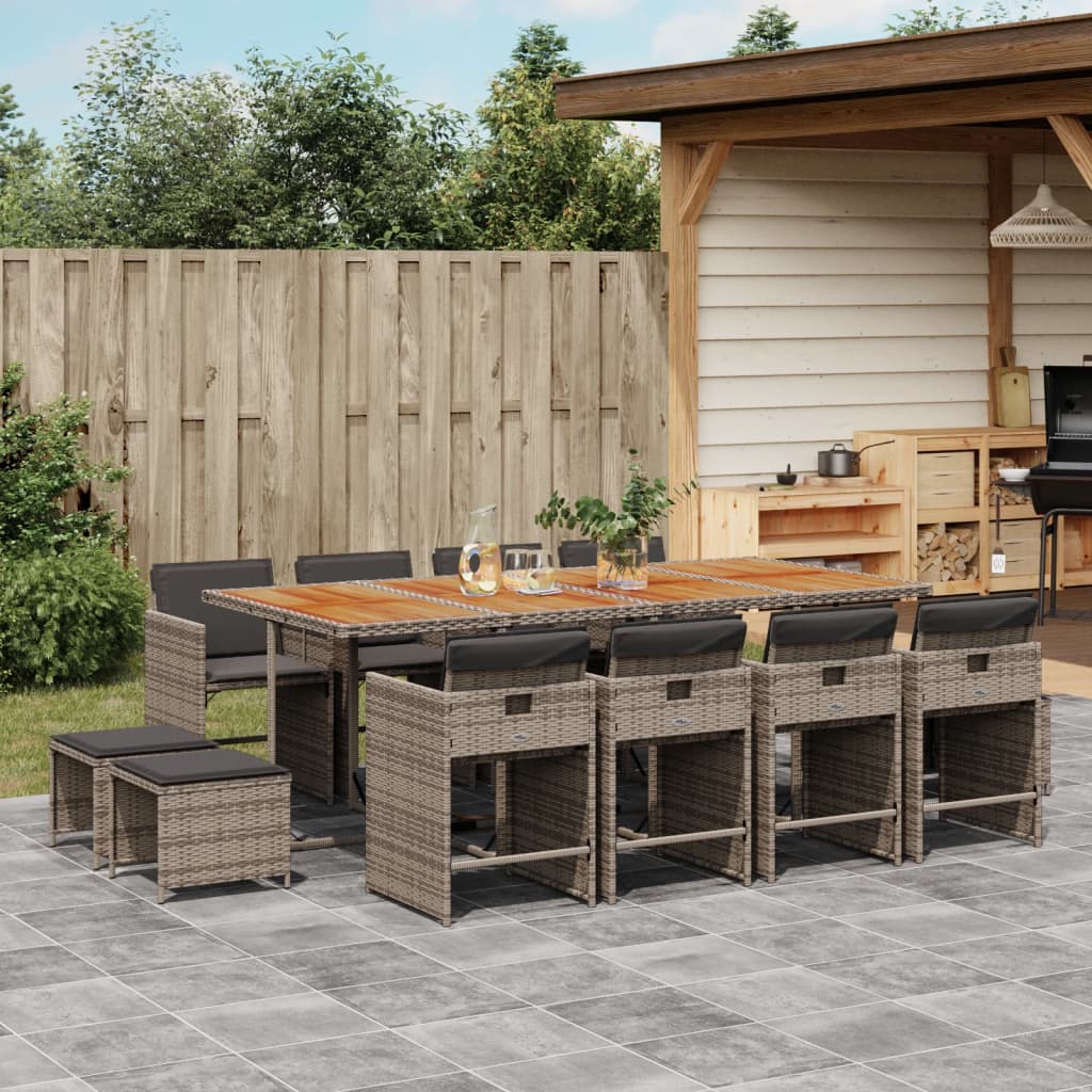 9-Delige Tuinset Met Kussens Poly Rattan