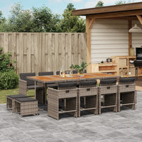 9-Delige Tuinset Met Kussens Poly Rattan