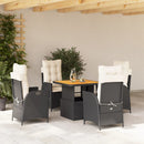 5-Delige Tuinset Met Kussens Poly Rattan Zwart