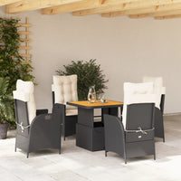 5-Delige Tuinset Met Kussens Poly Rattan Zwart