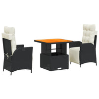 3-Delige Tuinset Met Kussens Poly Rattan Zwart
