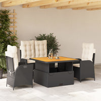 4-Delige Tuinset Met Kussens Poly Rattan Zwart