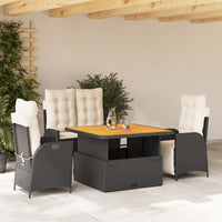 4-Delige Tuinset Met Kussens Poly Rattan Zwart