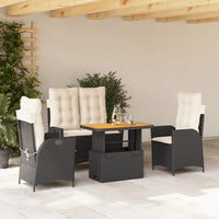 4-Delige Tuinset Met Kussens Poly Rattan Zwart