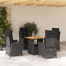 5-Delige Tuinset Met Kussens Poly Rattan Zwart