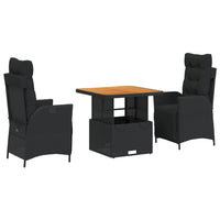 3-Delige Tuinset Met Kussens Poly Rattan Zwart