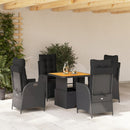5-Delige Tuinset Met Kussens Poly Rattan Zwart