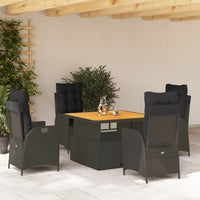 5-Delige Tuinset Met Kussens Poly Rattan Zwart