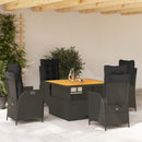 5-Delige Tuinset Met Kussens Poly Rattan Zwart