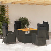 5-Delige Tuinset Met Kussens Poly Rattan Zwart