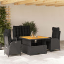 4-Delige Tuinset Met Kussens Poly Rattan Zwart