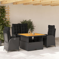 4-Delige Tuinset Met Kussens Poly Rattan Zwart