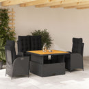 4-Delige Tuinset Met Kussens Poly Rattan Zwart