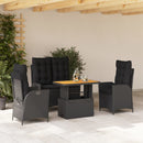 4-Delige Tuinset Met Kussens Poly Rattan Zwart