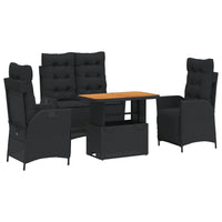 4-Delige Tuinset Met Kussens Poly Rattan Zwart