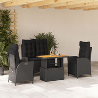 4-Delige Tuinset Met Kussens Poly Rattan Zwart
