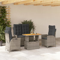 Tuinset Met Kussens Poly Rattan Grijs