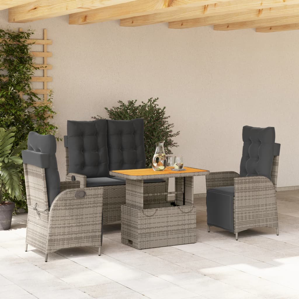 Tuinset Met Kussens Poly Rattan Grijs