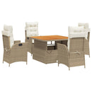 5-Delige Tuinset Met Kussens Poly Rattan Beige
