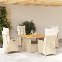 5-Delige Tuinset Met Kussens Poly Rattan Beige