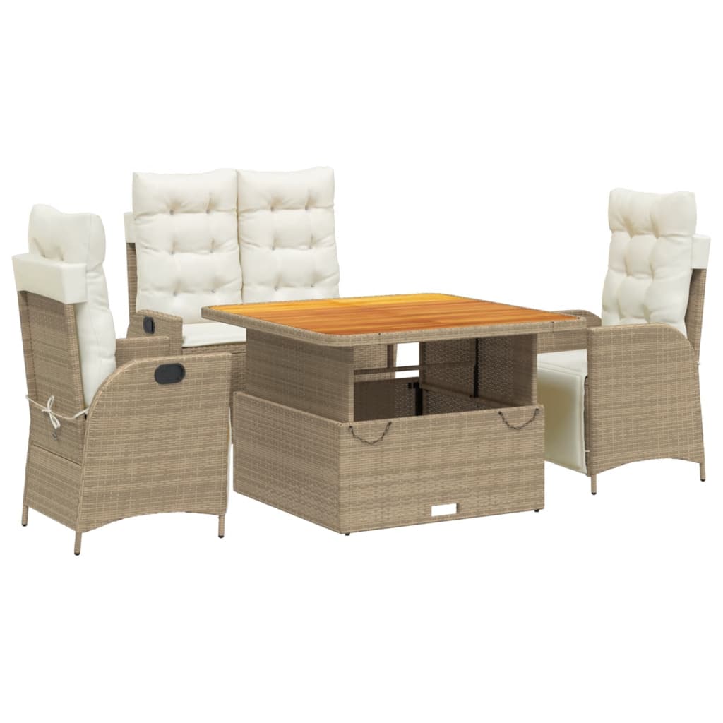 Tuinset Met Kussens Poly Rattan Beige