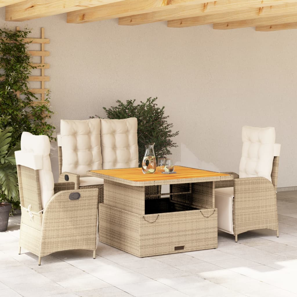 Tuinset Met Kussens Poly Rattan Beige