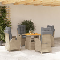 5-Delige Tuinset Met Kussens Poly Rattan Beige