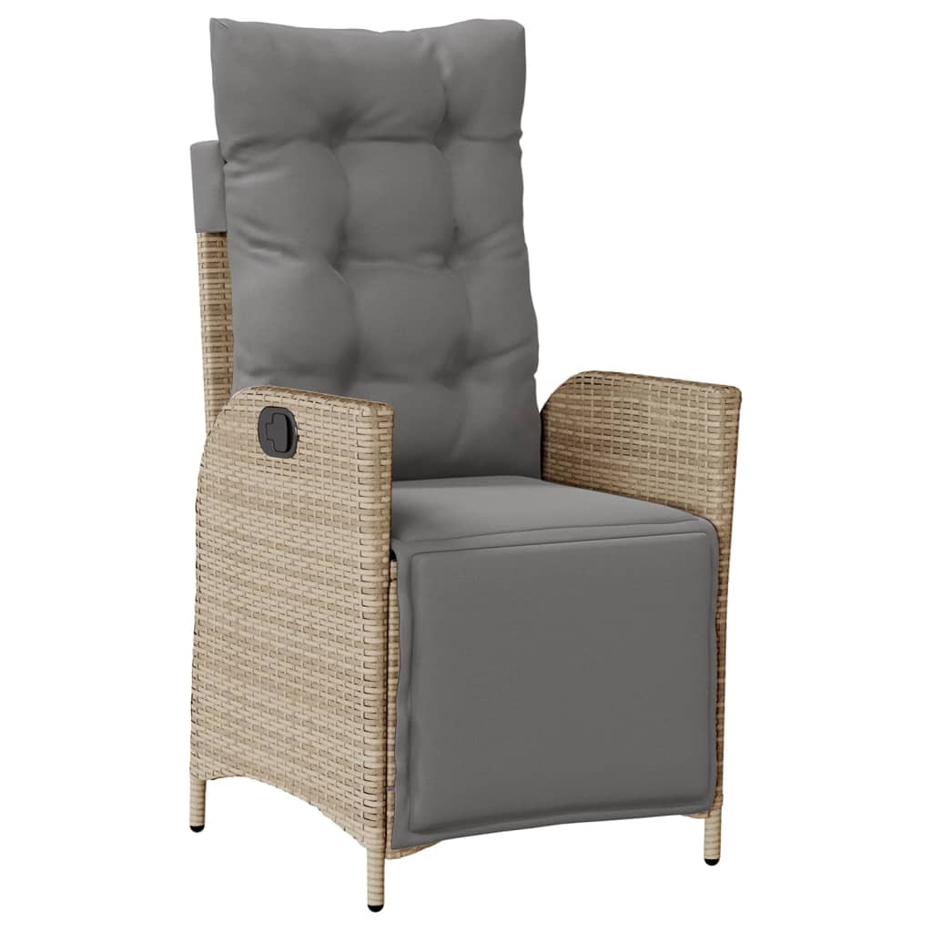 3-Delige Tuinset Met Kussens Poly Rattan Beige