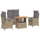 4-Delige Tuinset Met Kussens Poly Rattan Beige