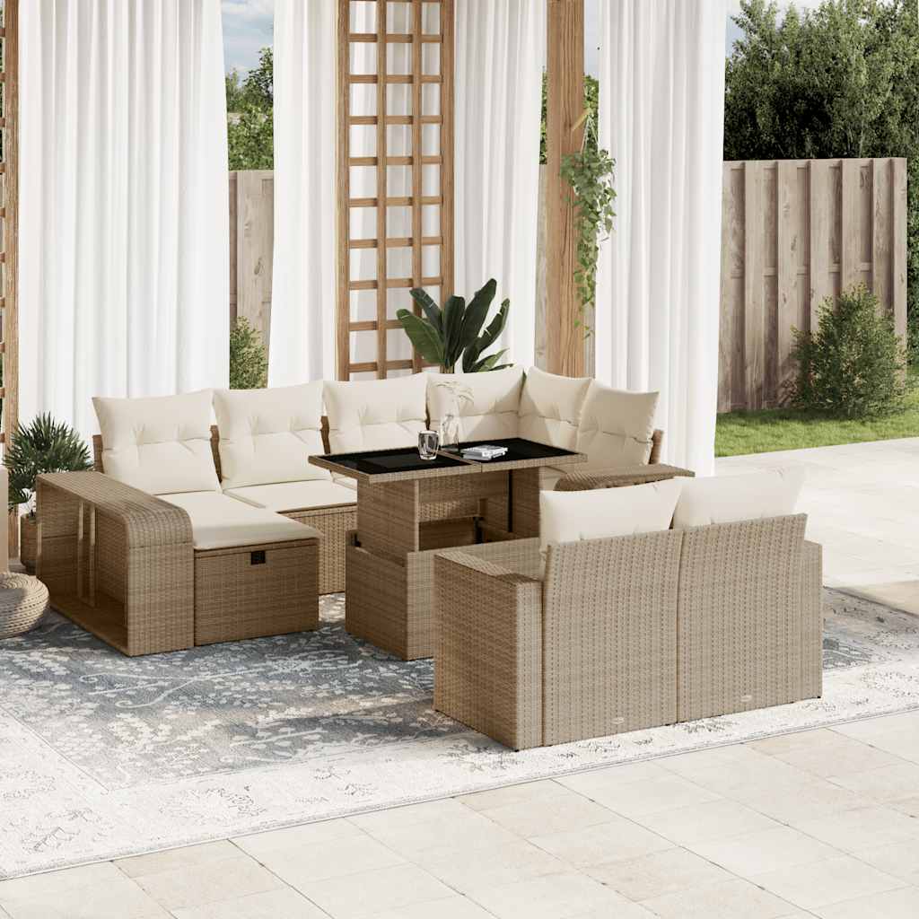 1 Tuinset Met Kussens Poly Rattan