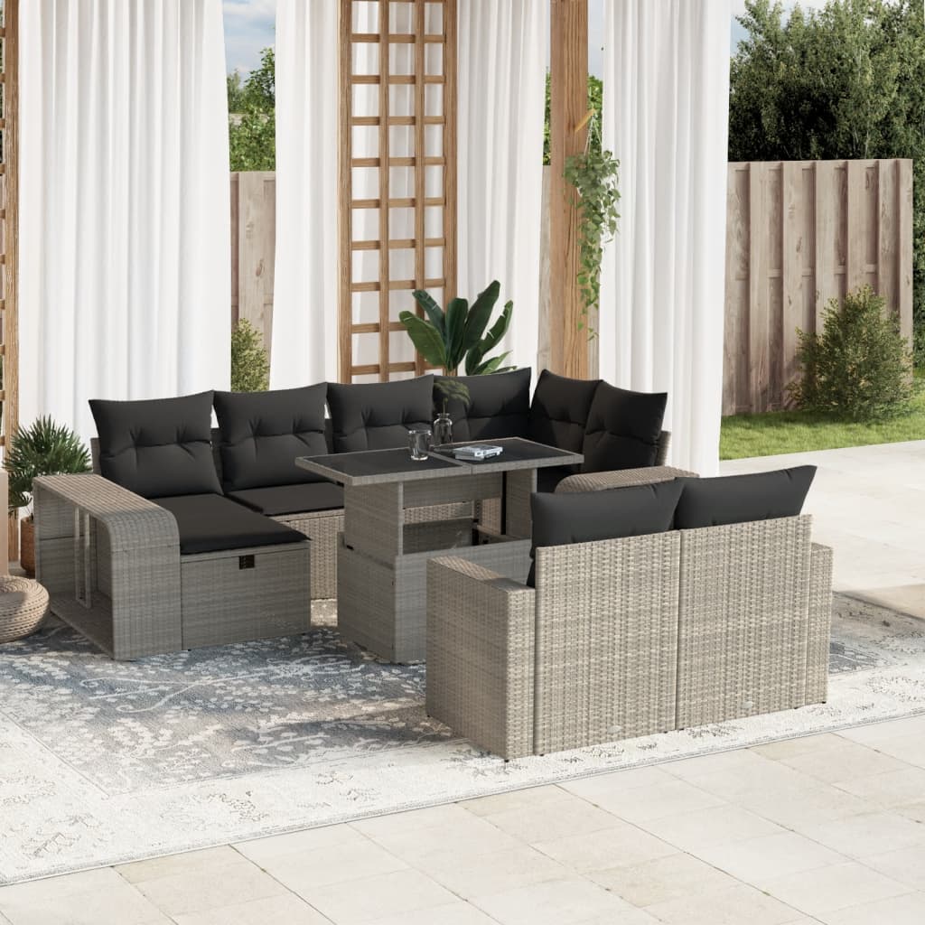 1 Tuinset Met Kussens Poly Rattan
