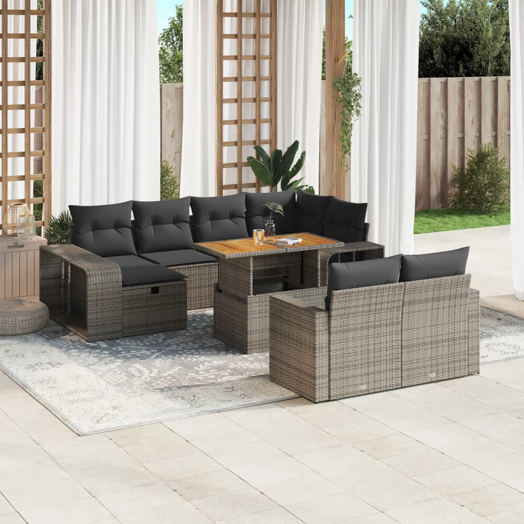 1 Tuinset Met Kussens Poly Rattan