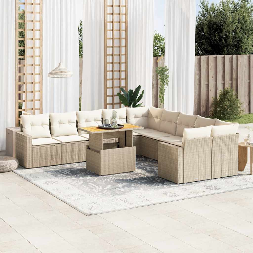 1 Tuinset Met Kussens Poly Rattan